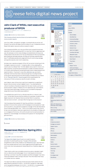 Reese Felts Digital Newsroom Project Web site screen shot